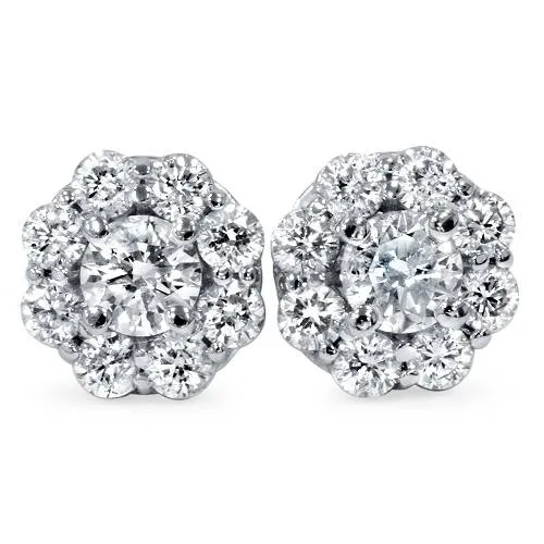 1 1/2ct Halo Fire Diamond Studs 14K White Gold