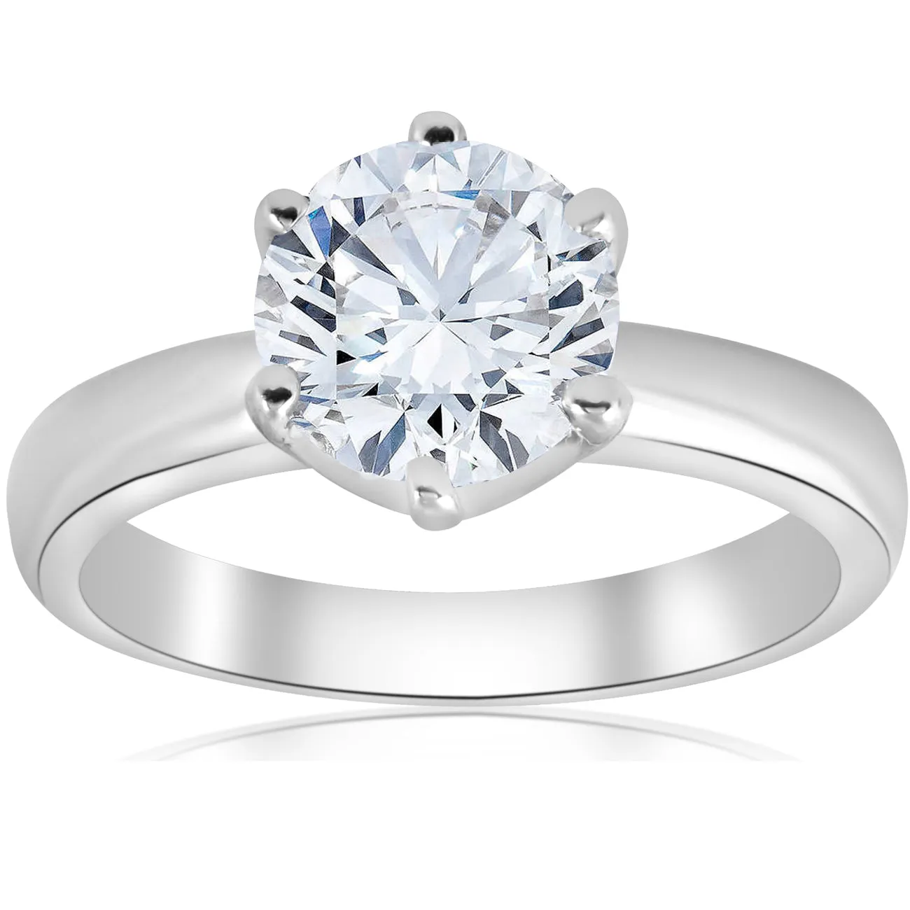 1 1/2ct Round Diamond Solitaire Engagement Ring 6-Prong 14k White Gold