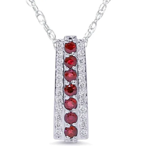 1 1/2ct Ruby & Diamond Pendant 14 Karat White Gold 1