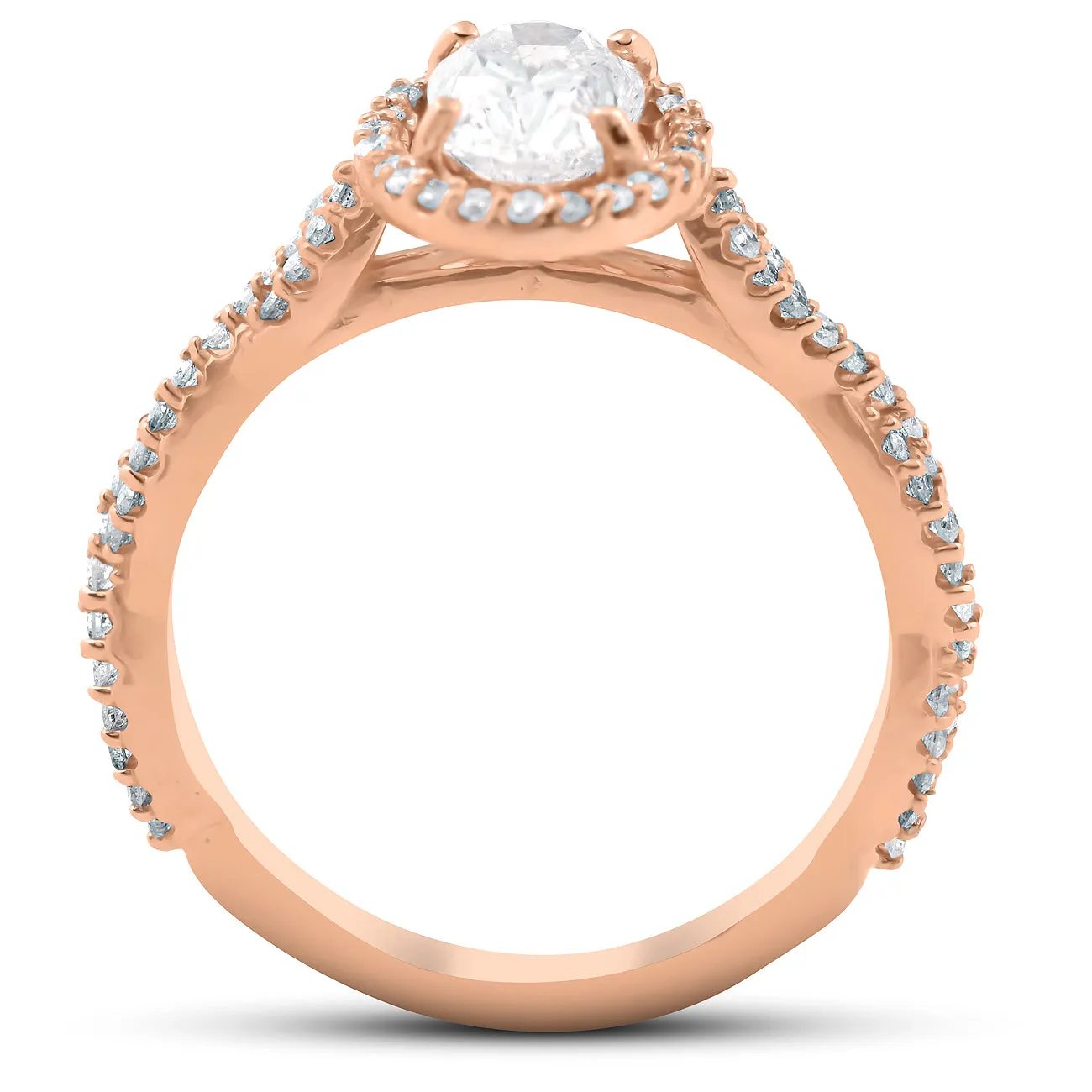 1 1/4 Ct Oval Halo Diamond Infinity Engagement Ring 14k Rose Gold