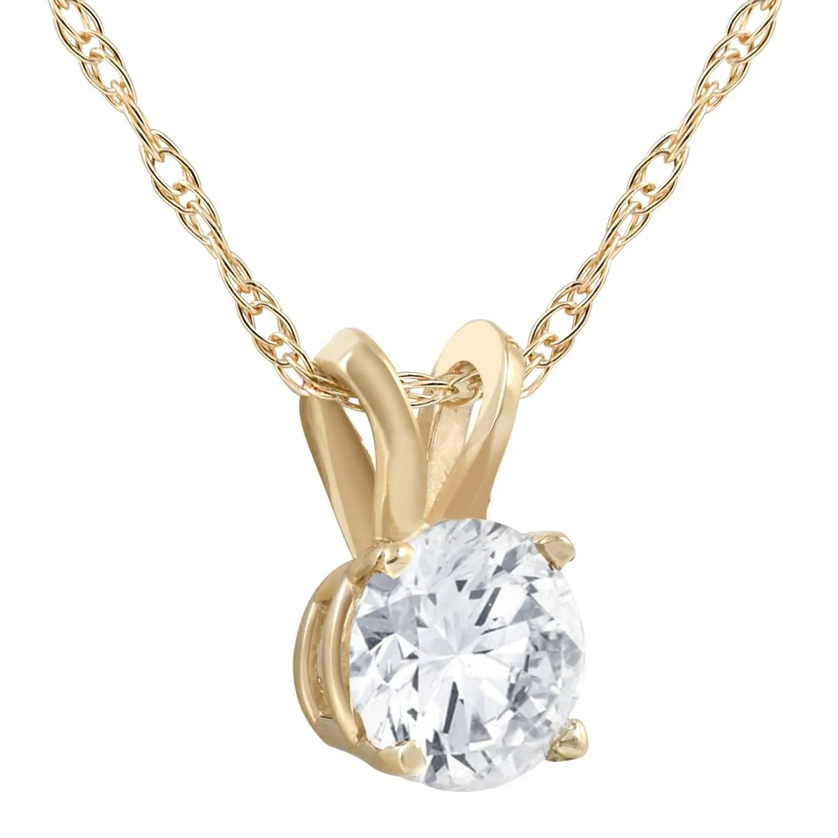 1 1/4Ct Lab Grown Solitaire Diamond Pendant Yellow Gold Necklace