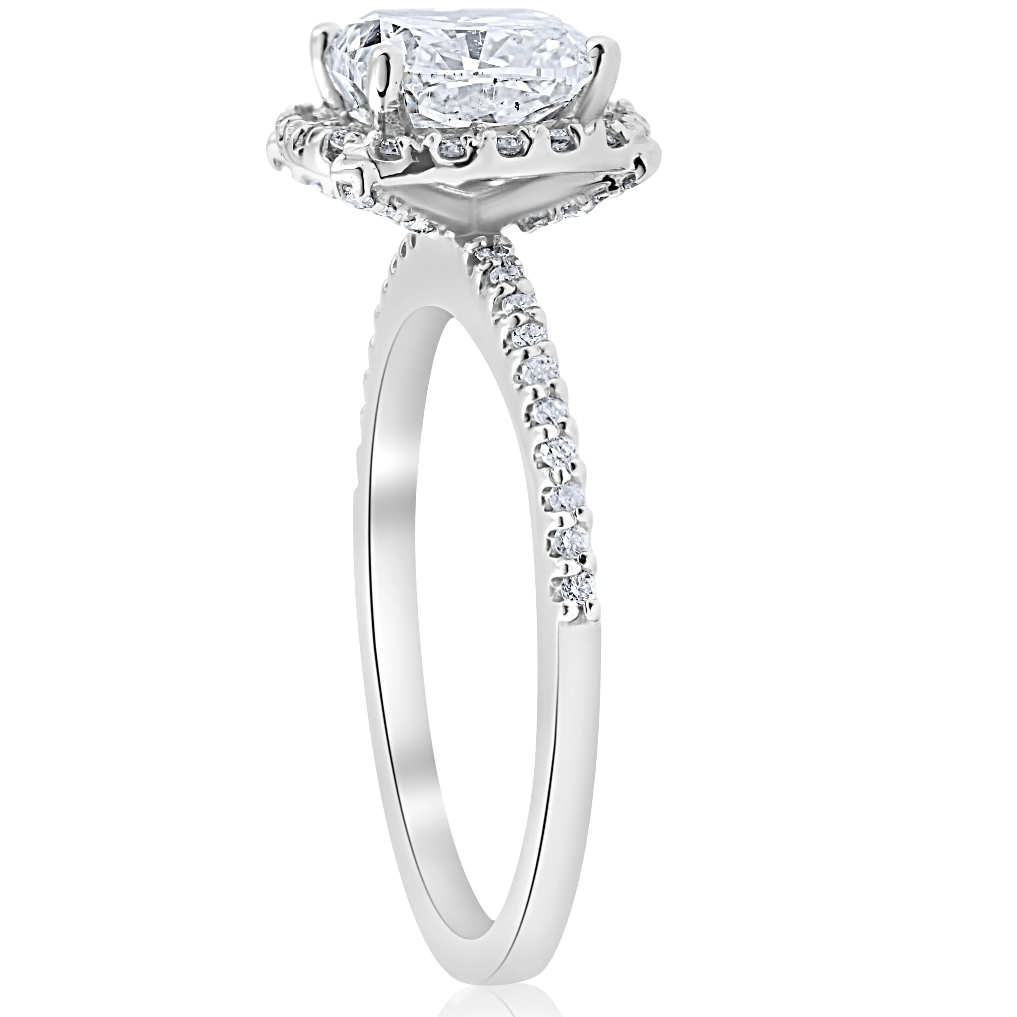 1 3/4ct Cushion Halo Diamond Engagement Ring 14k White Gold