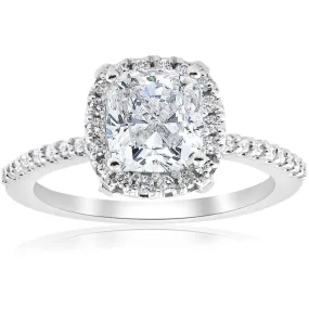 1 3/4ct Cushion Halo Diamond Engagement Ring 14k White Gold