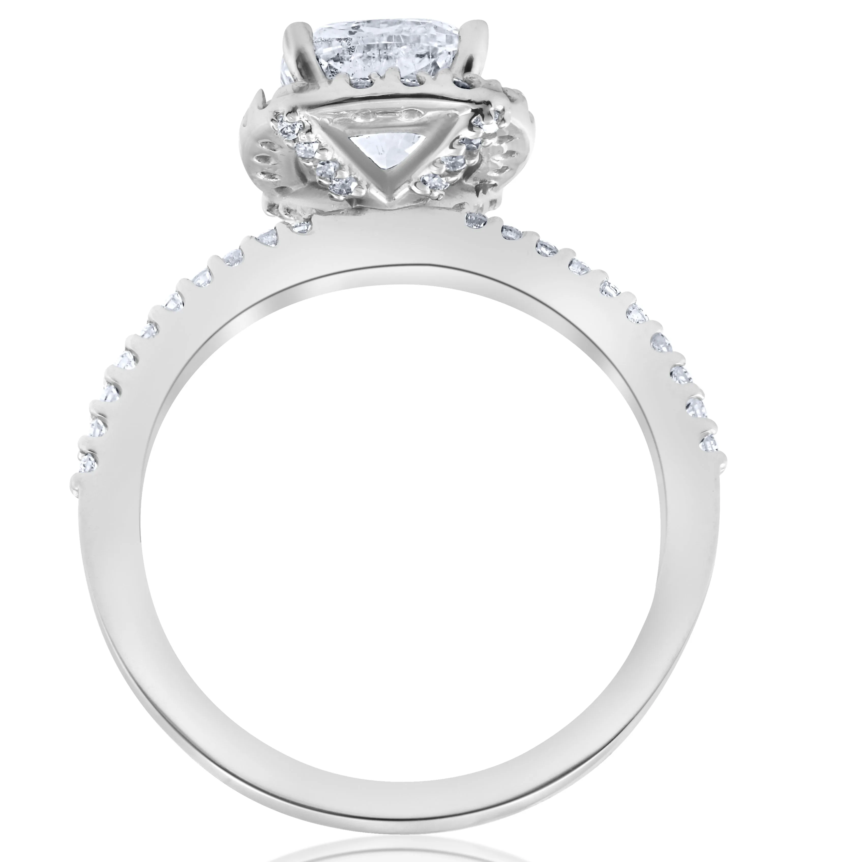 1 3/4ct Cushion Halo Diamond Engagement Ring 14k White Gold