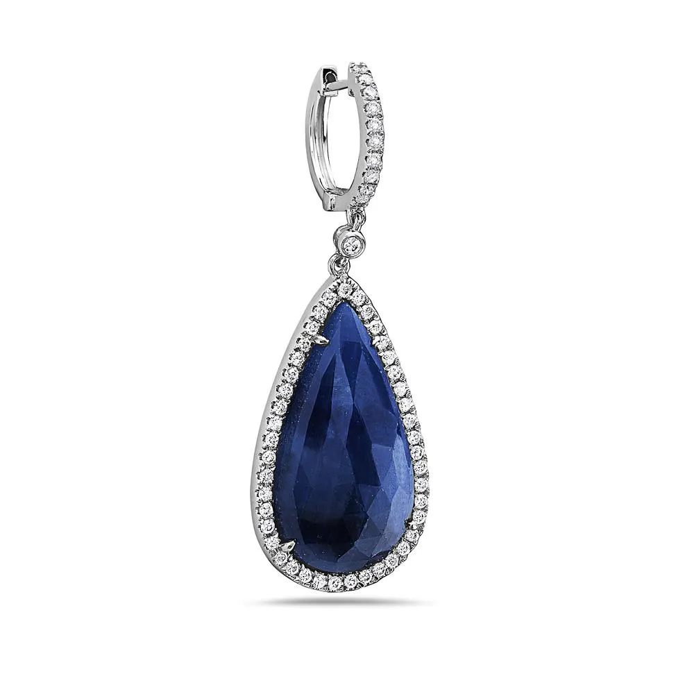 18K White Gold Ladies Earrings With White: 1.22 CTW Sapphire: 30.49 CTW Diamonds