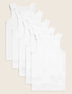 5pk Pure Cotton Vests (2-14 Yrs)