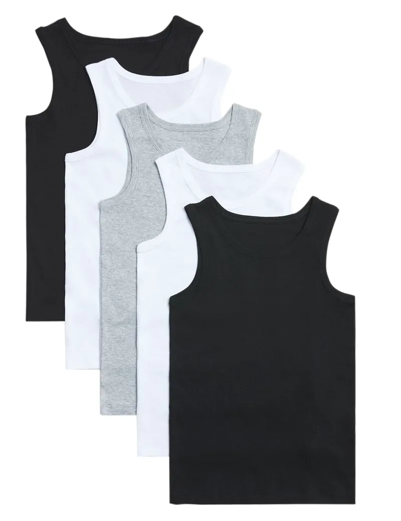 5pk Pure Cotton Vests (2-14 Yrs)