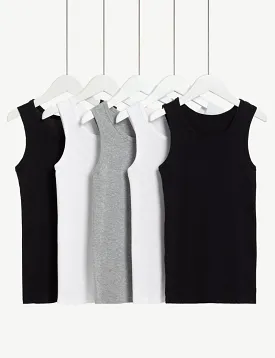 5pk Pure Cotton Vests (2-14 Yrs)