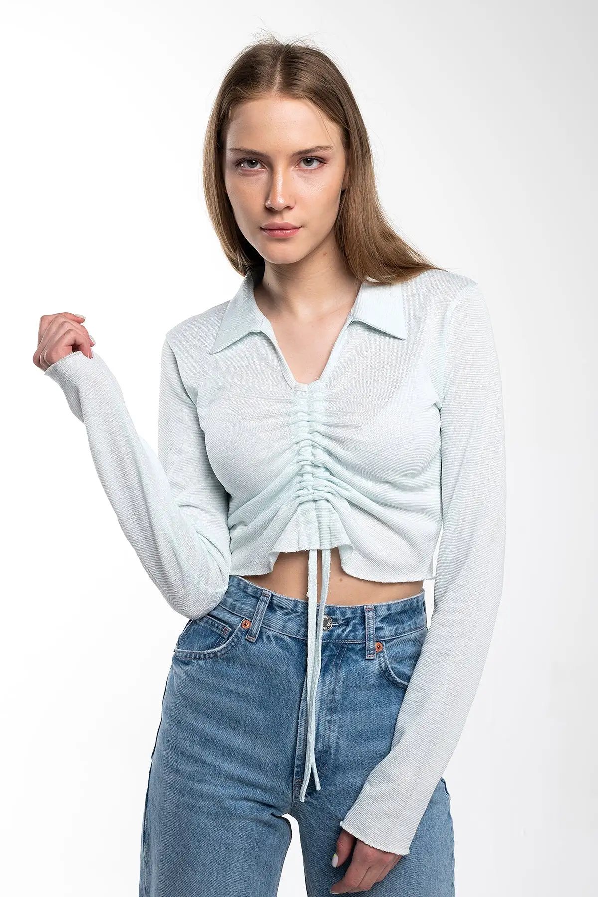 Adjustable Crop Top Blouse