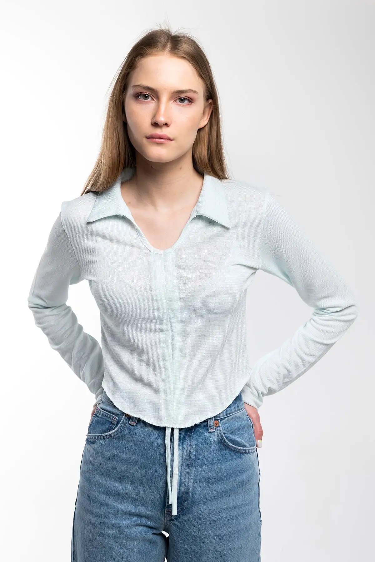 Adjustable Crop Top Blouse