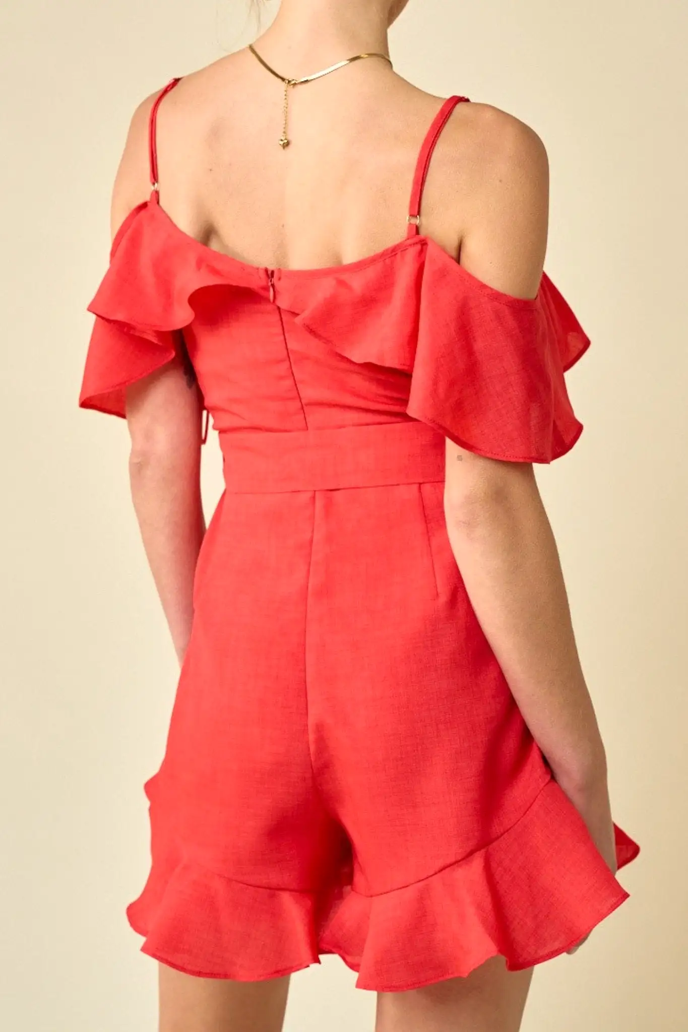 All Coral Romper