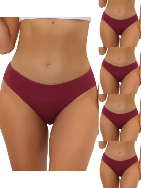 Allegra K- Mid-Rise Hipster Period Underwear Pack, Burgundy