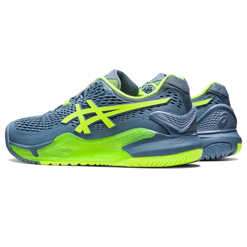 ASICS Men's Gel-Resolution 9 Tennis Shoe (Steel Blue/Hazard Green)