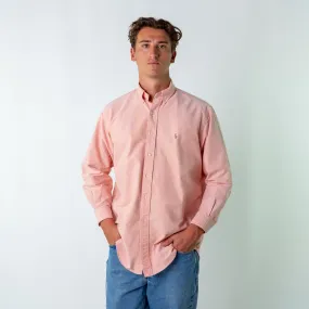 Baby Pink 90s Polo Ralph Lauren Yarmouth Longsleeve Casual Shirt (L)