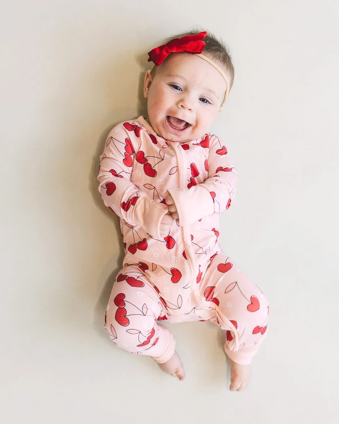 Bamboo Zip Romper | Cherry Heart