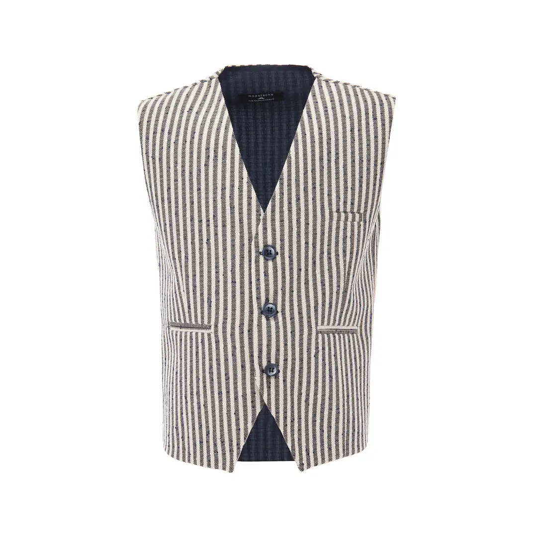 Beige Striped Vest & Bowtie