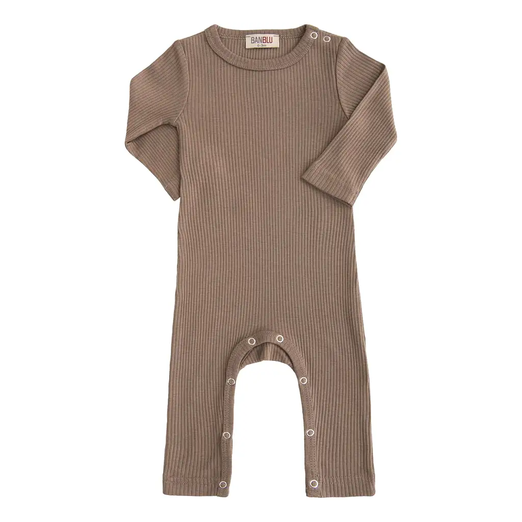 Beige Taupe LS Modal Romper