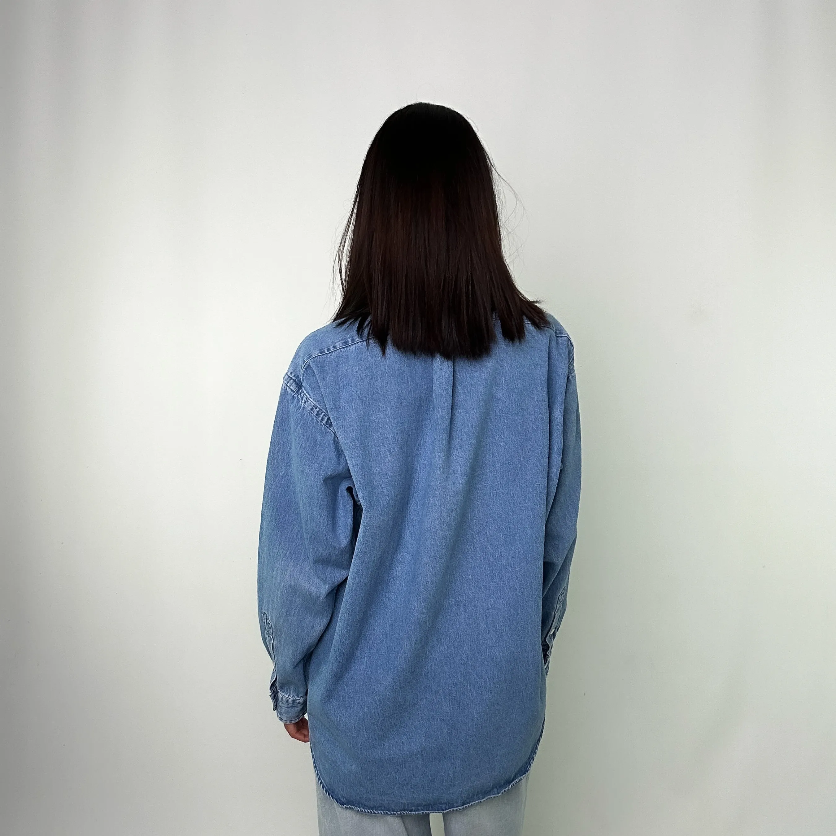 Blue 90s Polo Ralph Lauren Big Shirt Longsleeve Casual Shirt (M)