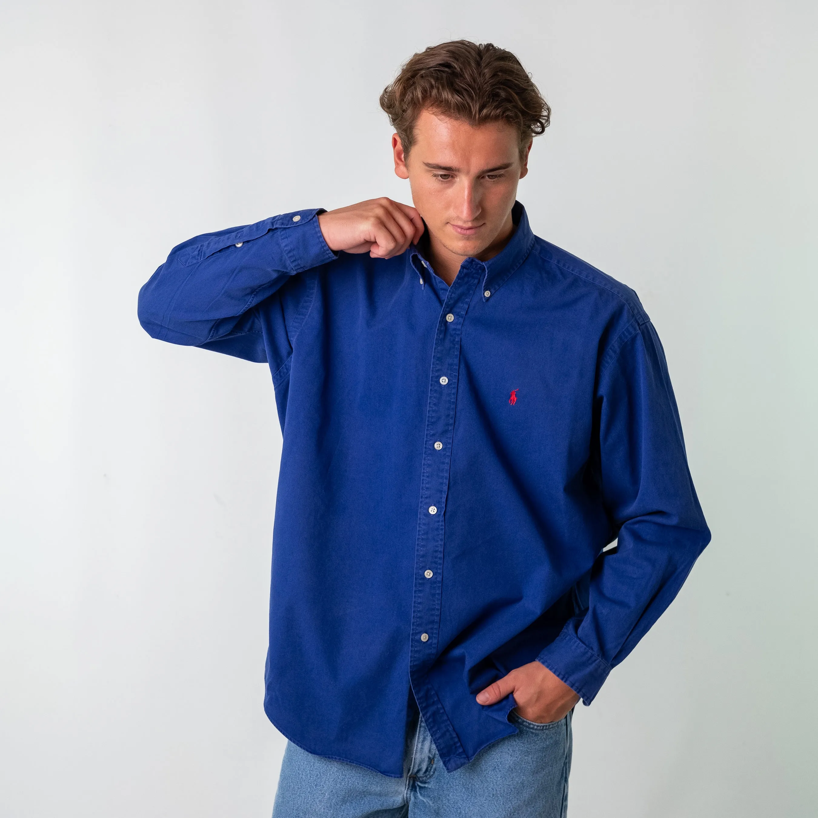 Blue 90s Polo Ralph Lauren Longsleeve Casual Shirt (L)