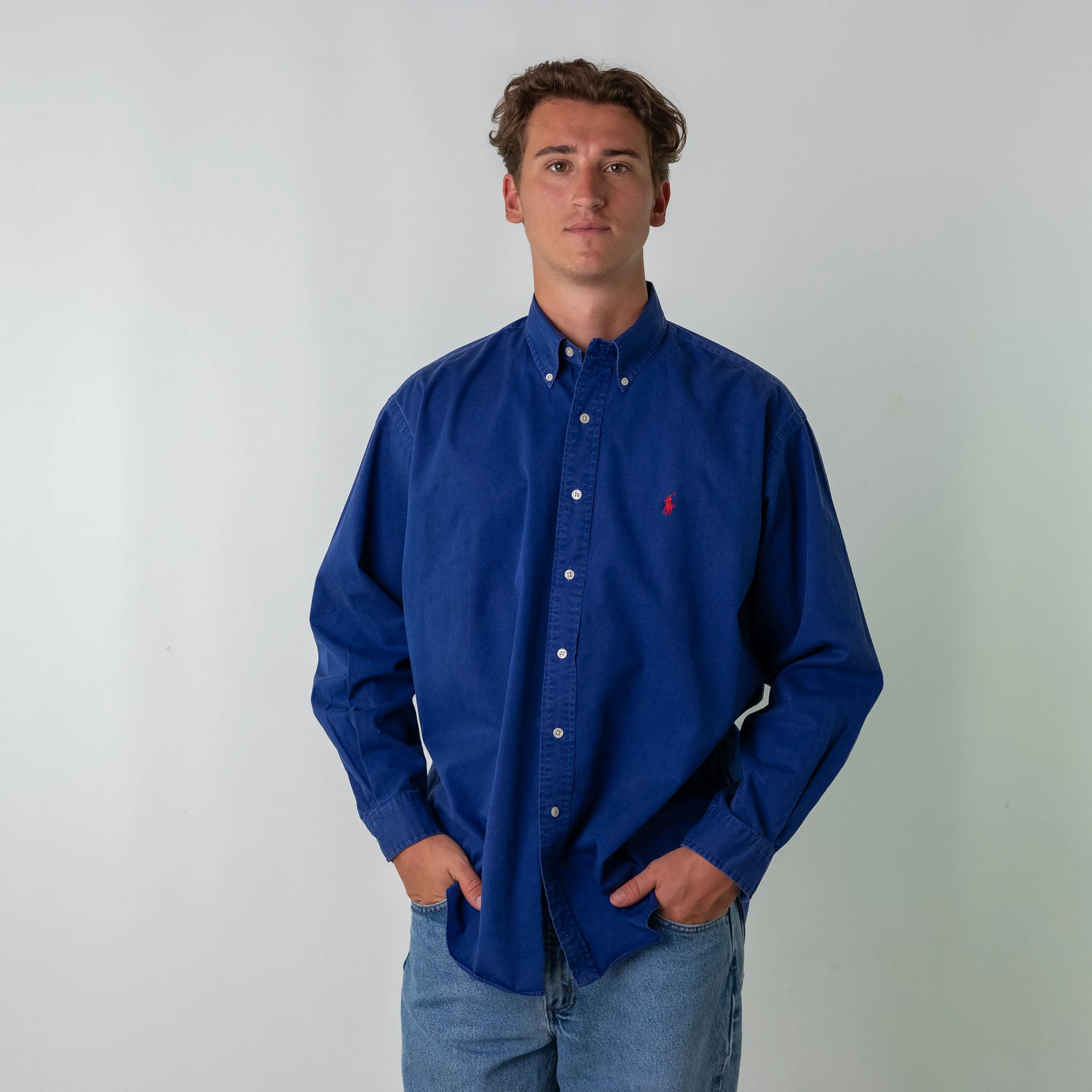 Blue 90s Polo Ralph Lauren Longsleeve Casual Shirt (L)