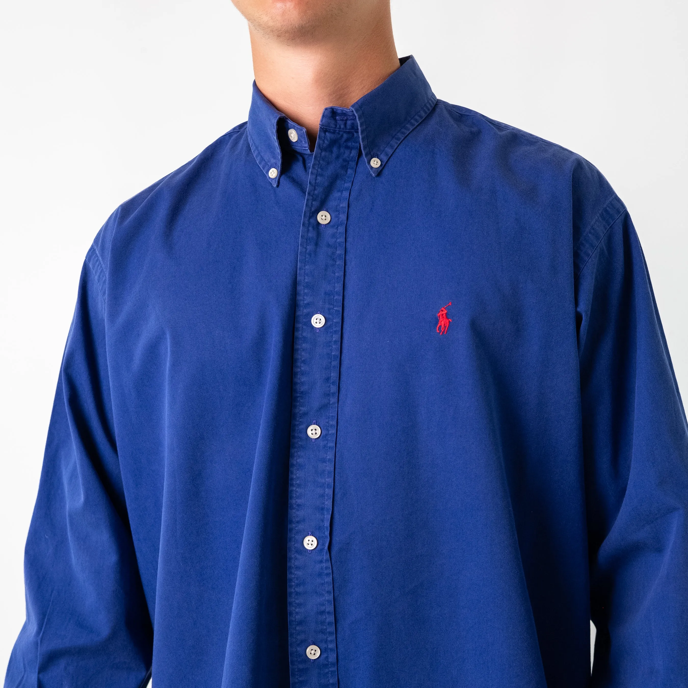 Blue 90s Polo Ralph Lauren Longsleeve Casual Shirt (L)