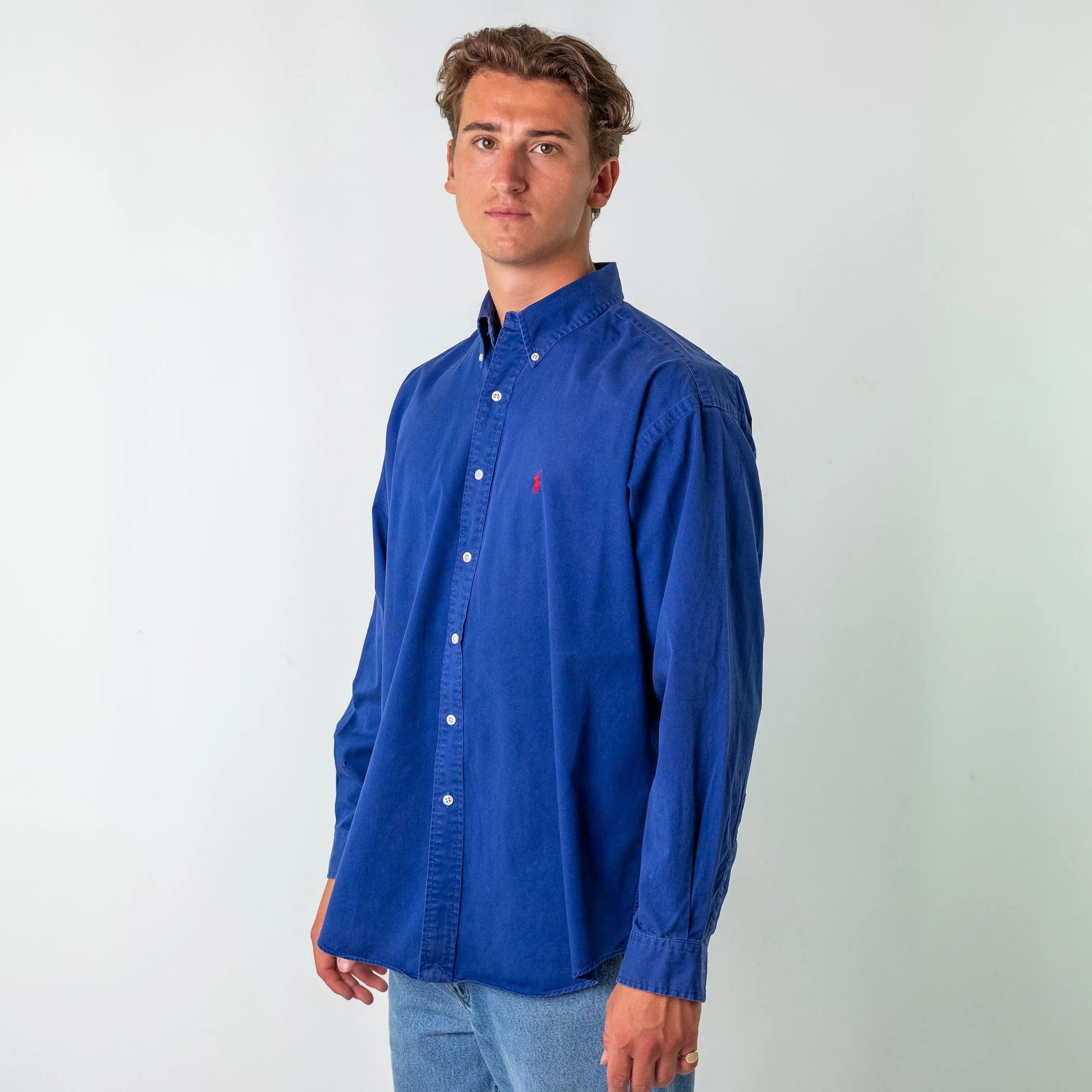 Blue 90s Polo Ralph Lauren Longsleeve Casual Shirt (L)