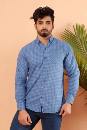 Blue Gingham Casual Shirt FS Regular Fit