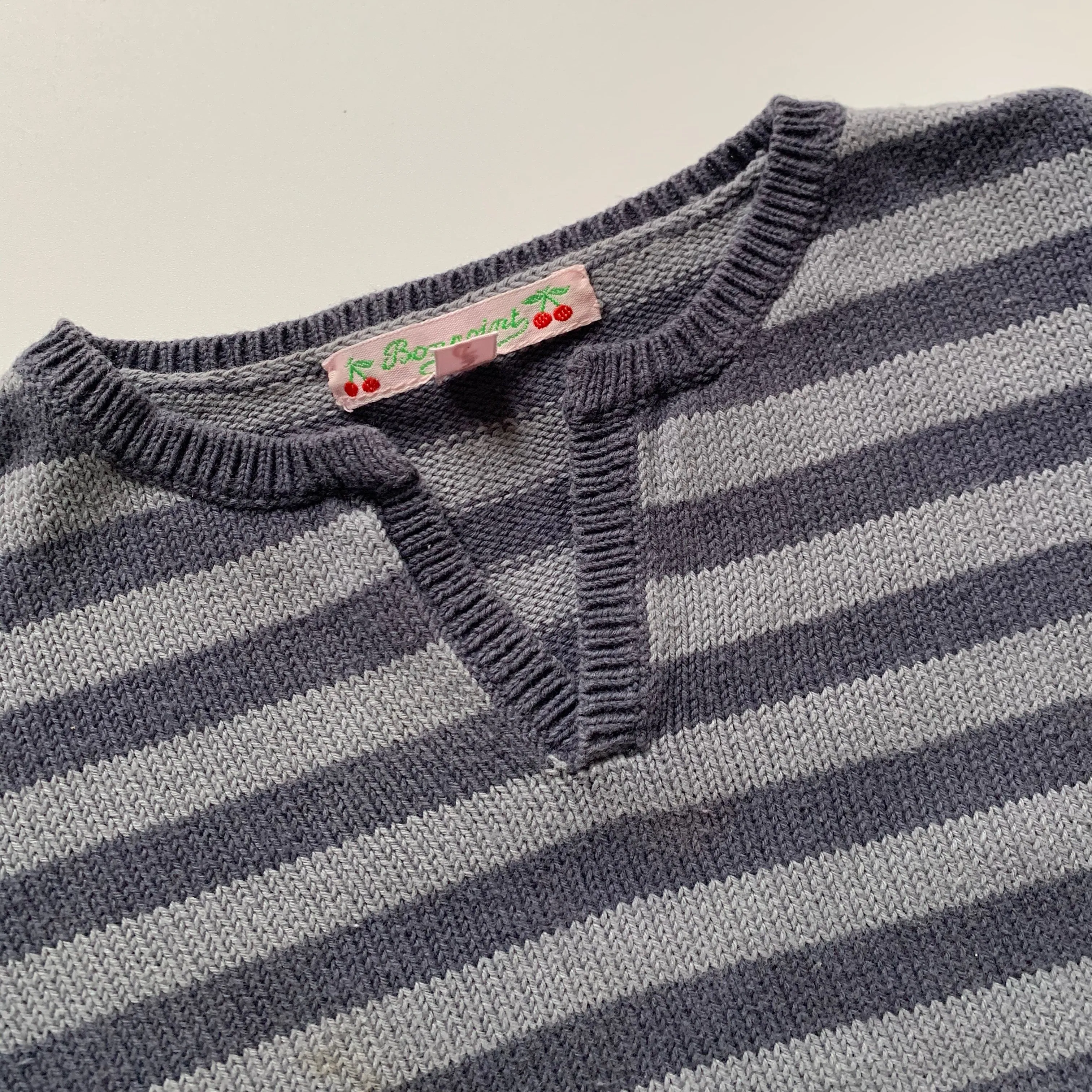 Bonpoint Blue And Grey Stripe Cotton Jumper: 2 Years