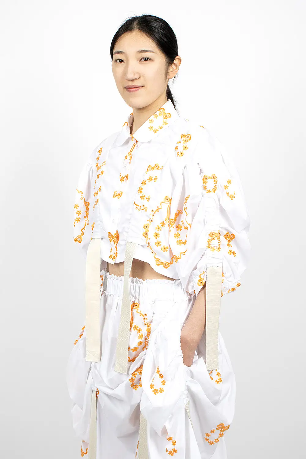 Bow Wreath Slider Shirt White/Clementine