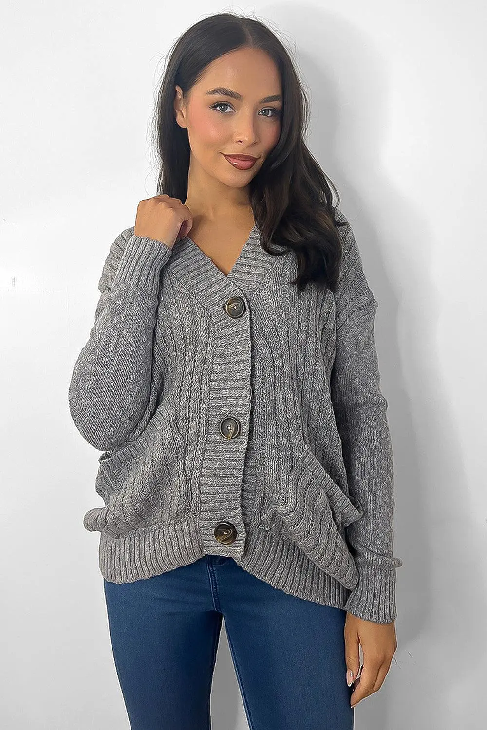 Buttoned Down Ribbed Knit Placket Cardigan