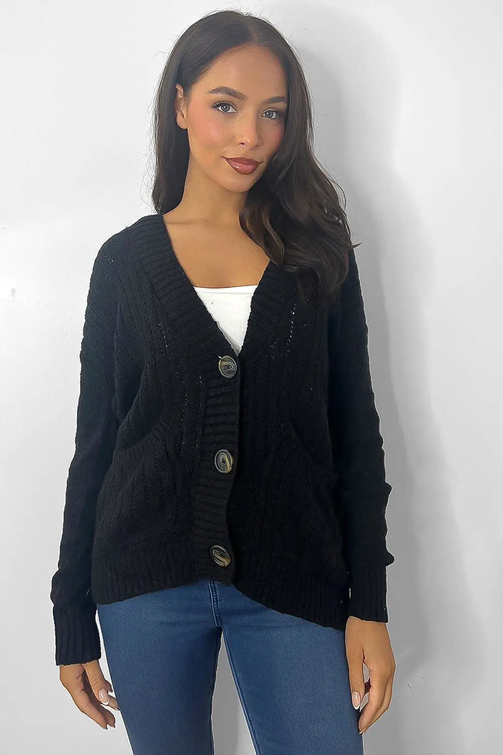 Buttoned Down Ribbed Knit Placket Cardigan