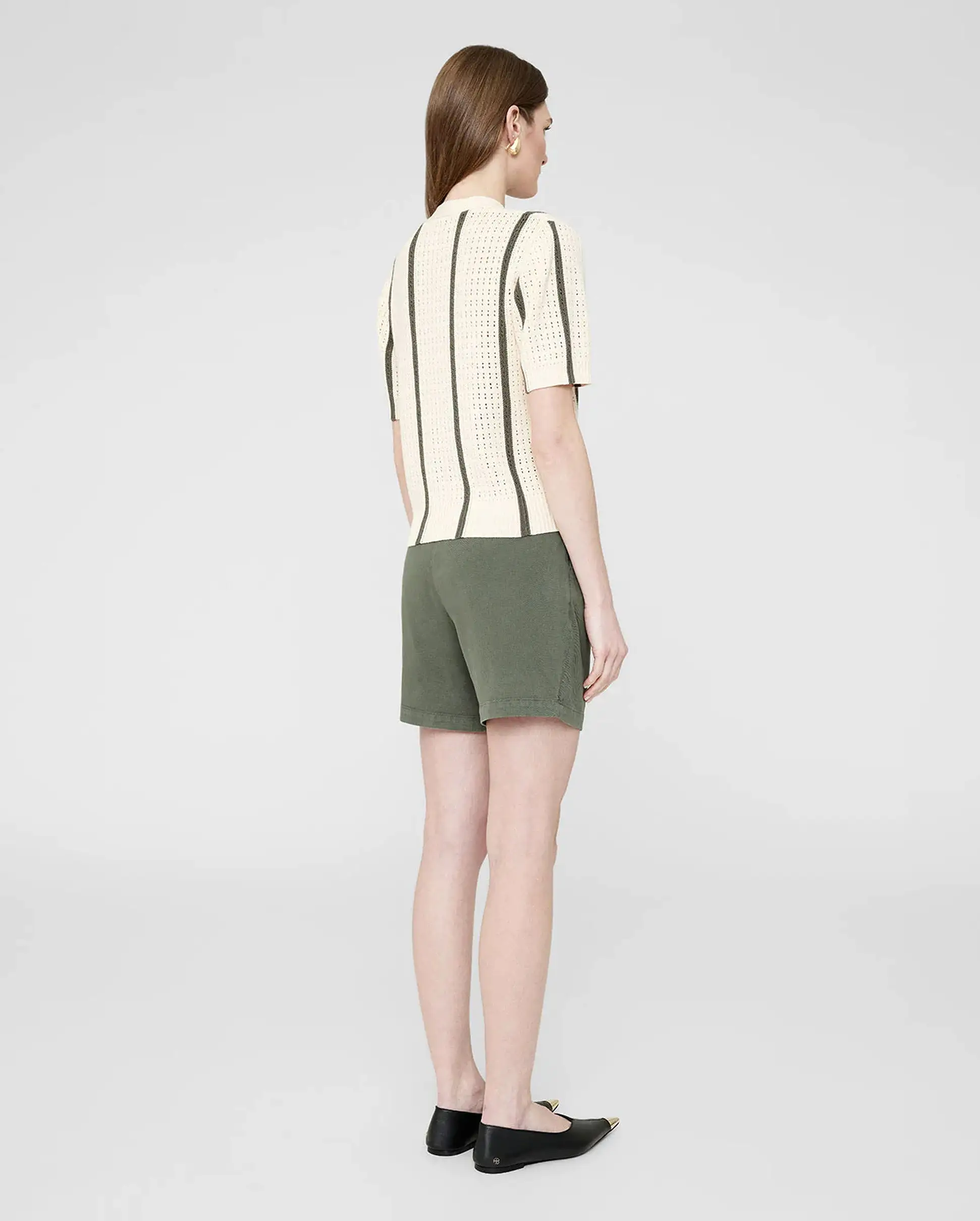 CAMRYN CARDIGAN / IVORY AND ARMY GREEN STRIPE