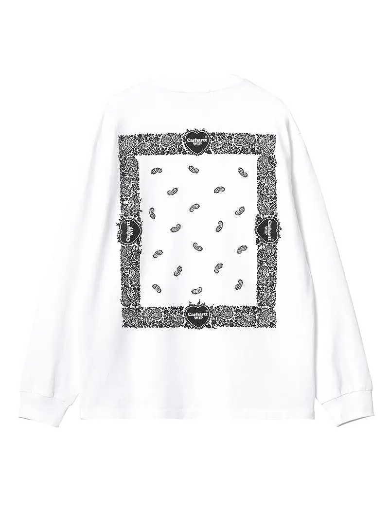 Carhartt WIP Womens L/S Paisley Shirt White / Black Stone Washed