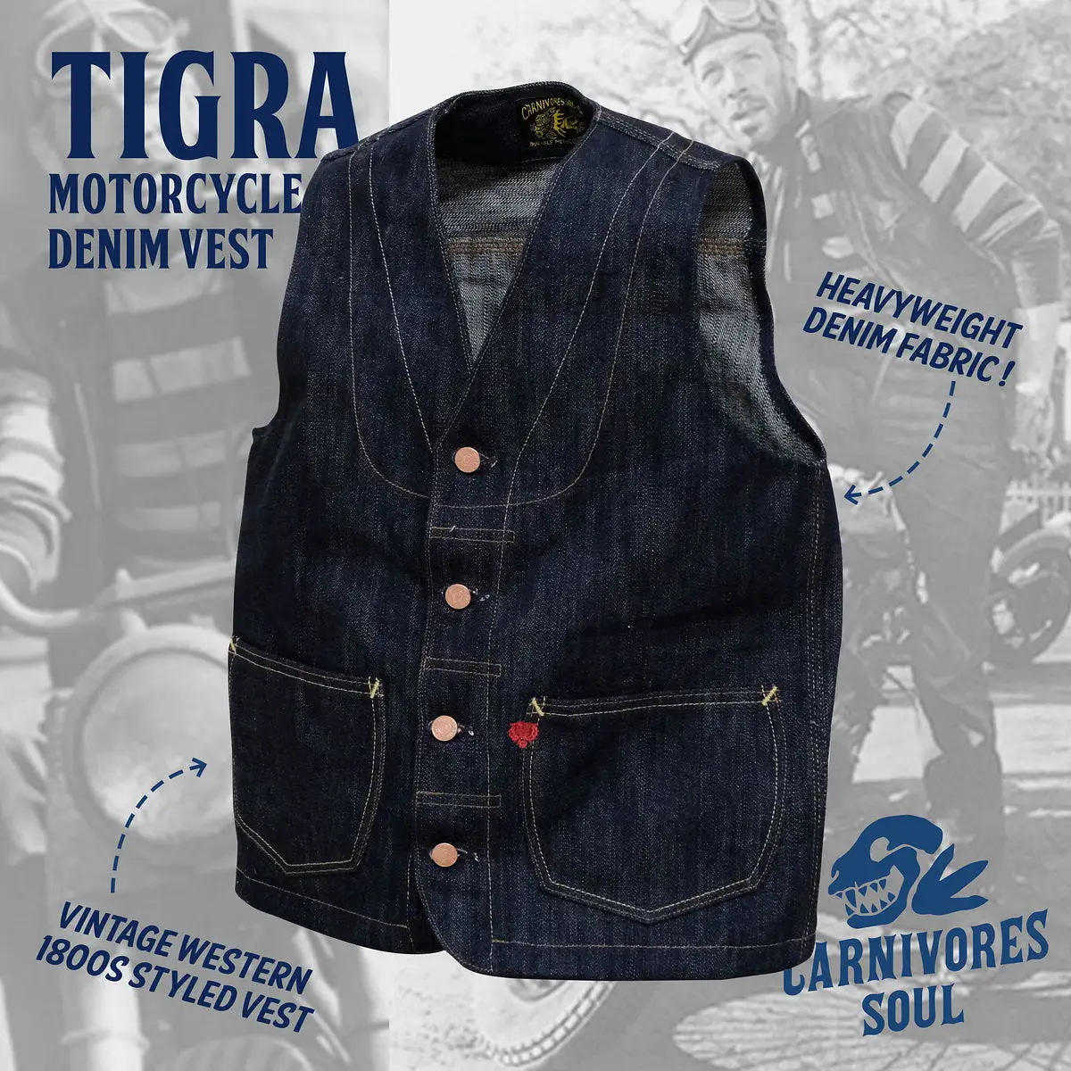 Carnivores Soul Tigra Motorcycle Denim Vest