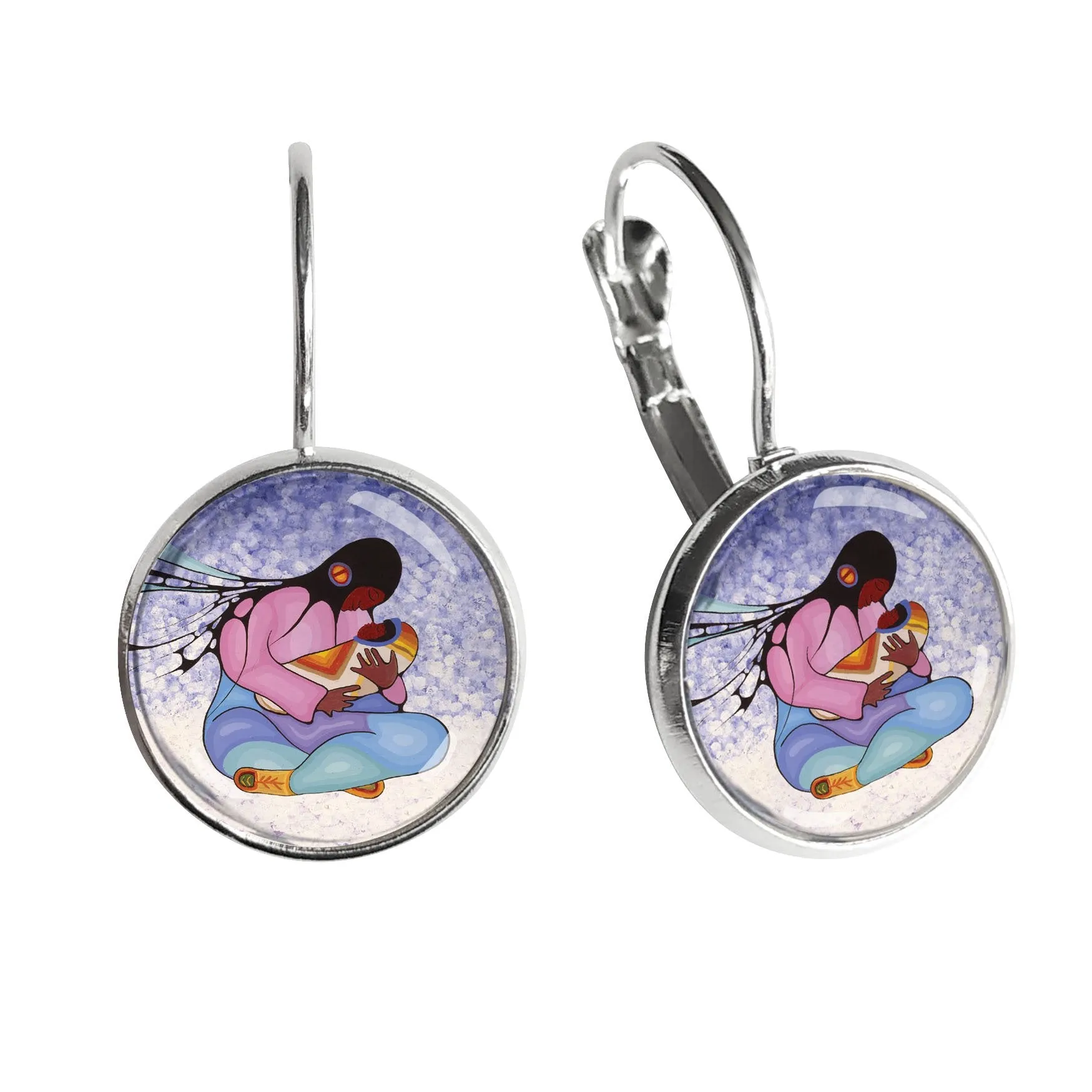 Cecil Youngfox Joyous Motherhood Dome Glass Earrings