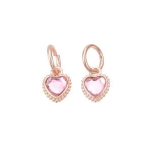 Charms, Hearts, With Jump Ring, Pearl Pink, Faceted, Glass, Rose Gold, Alloy, 11.5mm