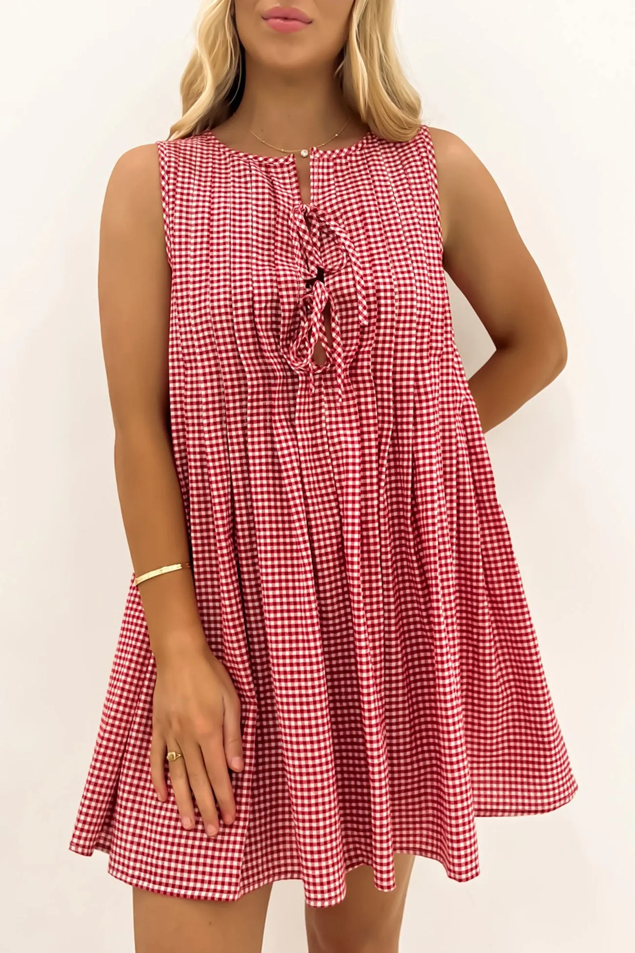 Clydette Mini Dress Red Gingham