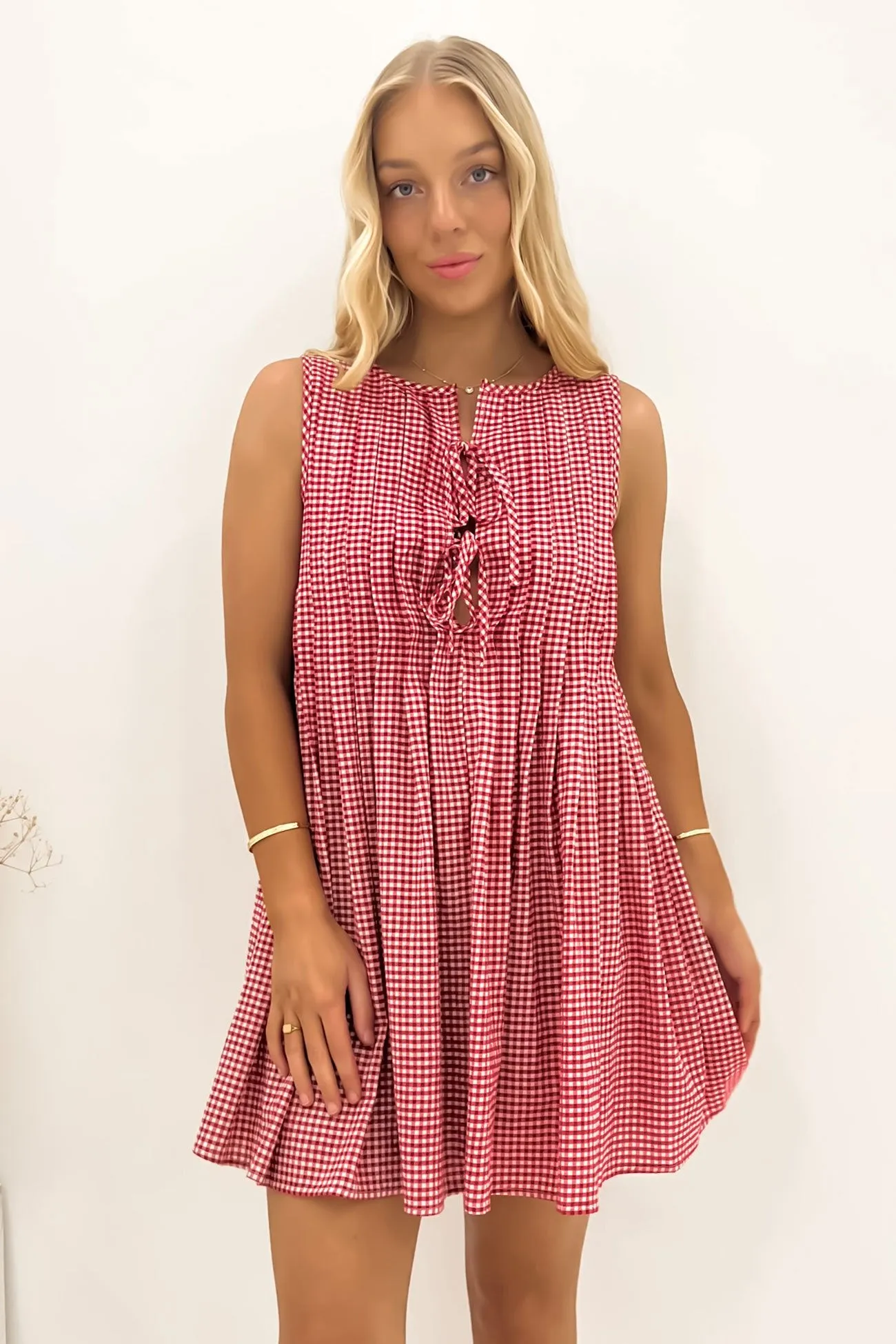 Clydette Mini Dress Red Gingham