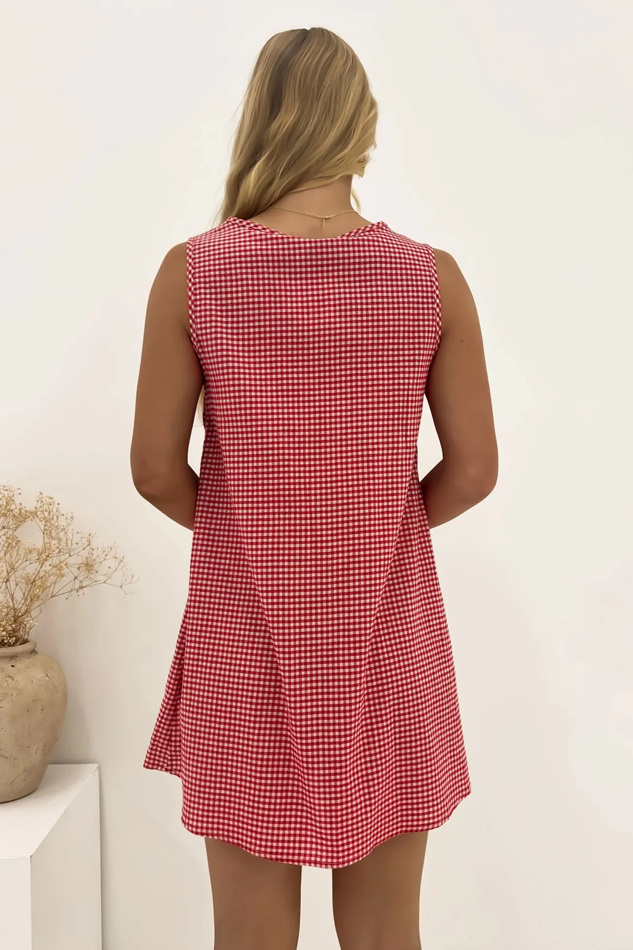 Clydette Mini Dress Red Gingham