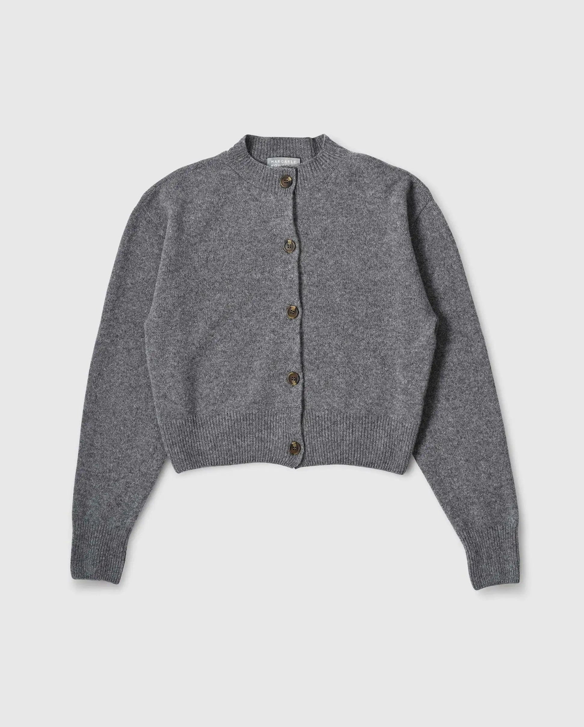 CREW NECK CARDIGAN / CHARCOAL