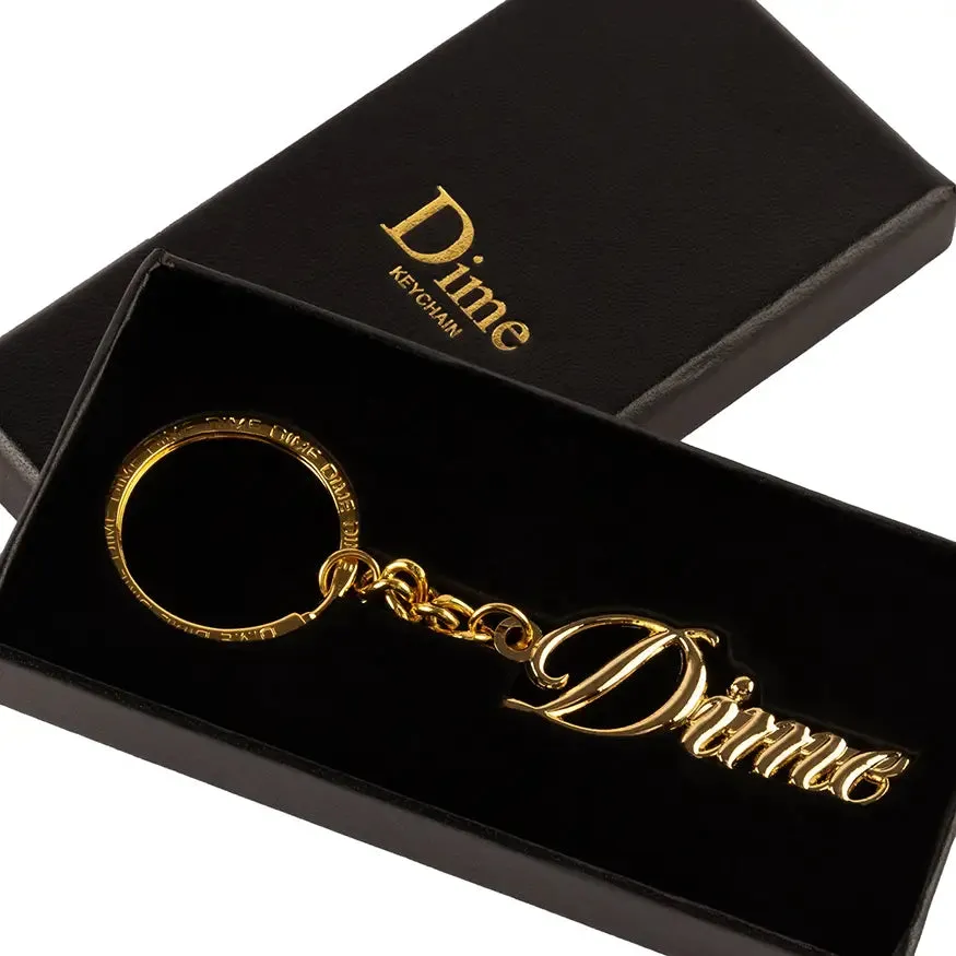 Dime MTL Cursive Keychain - Gold