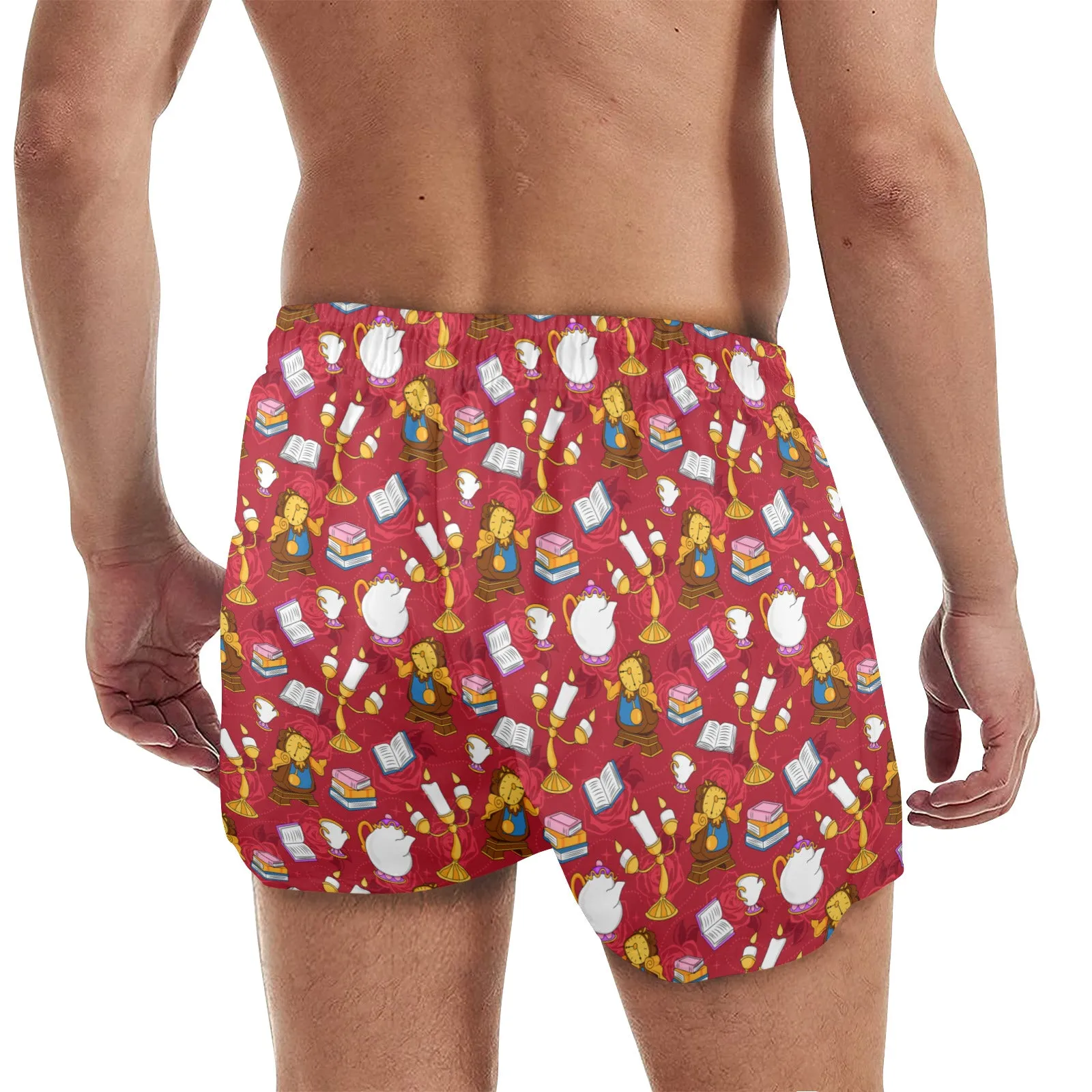 Disney Beauty And The Beast Belle's Friends Men's Quick Dry Athletic Shorts