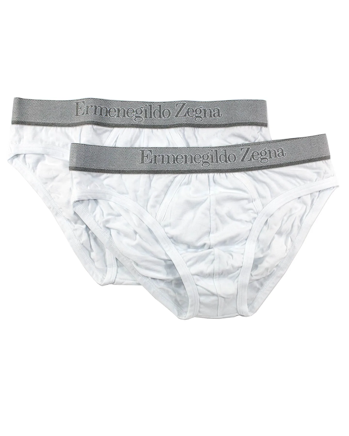 Ermenegildo Zegna Underwear White Stretch Cotton Midi Brief 2 Pack L