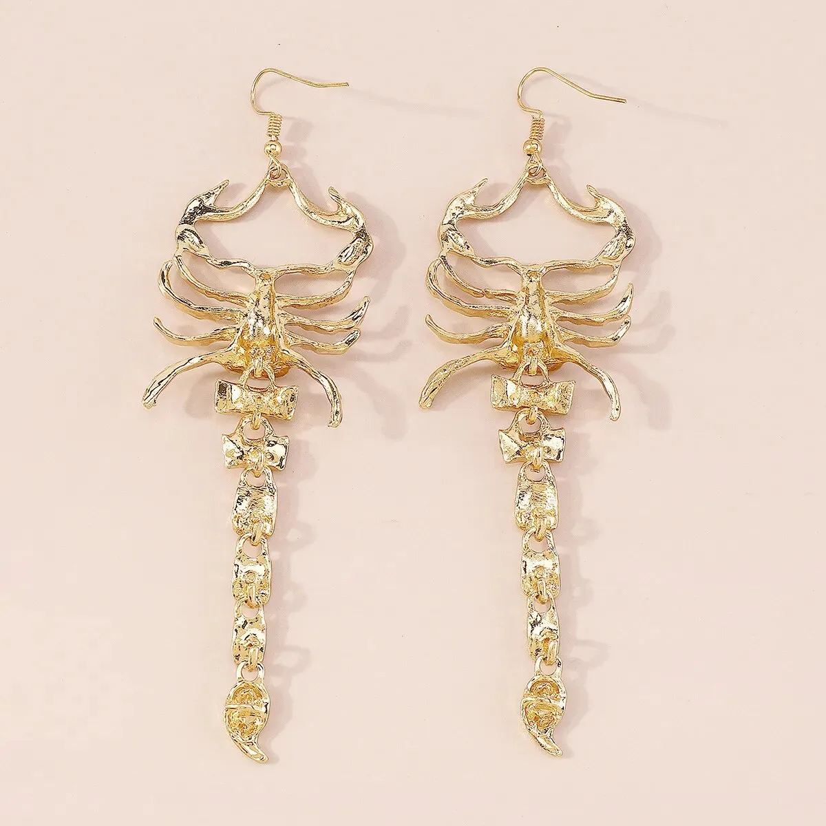 Exaggerated Rhinestone Scorpion Long Drop Earrings