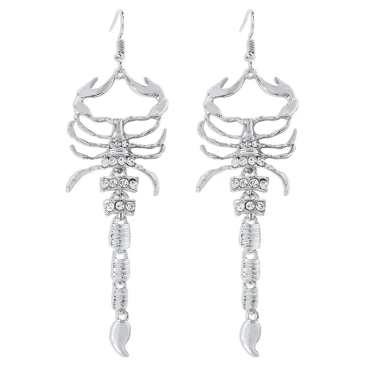 Exaggerated Rhinestone Scorpion Long Drop Earrings