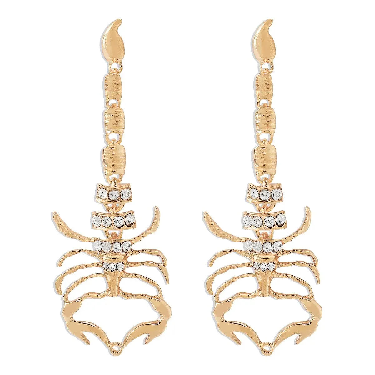 Exaggerated Rhinestone Scorpion Long Drop Earrings