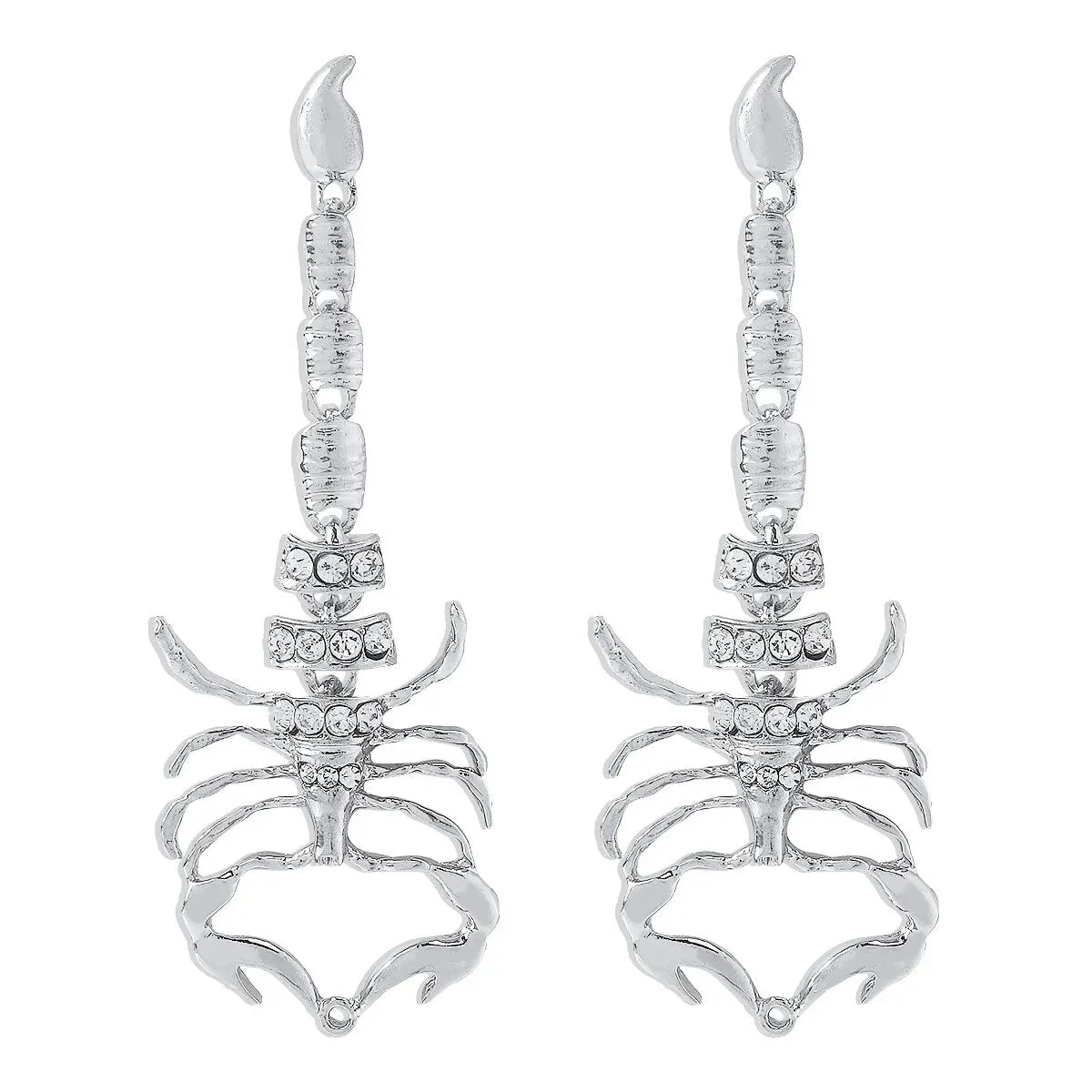 Exaggerated Rhinestone Scorpion Long Drop Earrings