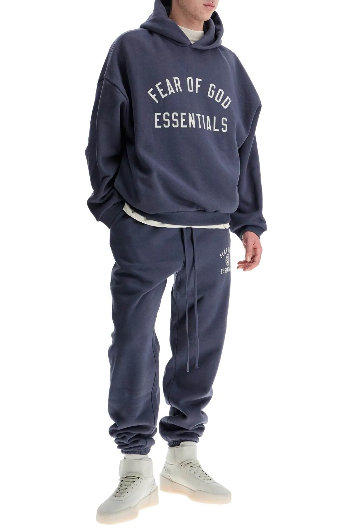 Fear Of God Essentials High Waisted Navy Blue Cotton Sweatpants