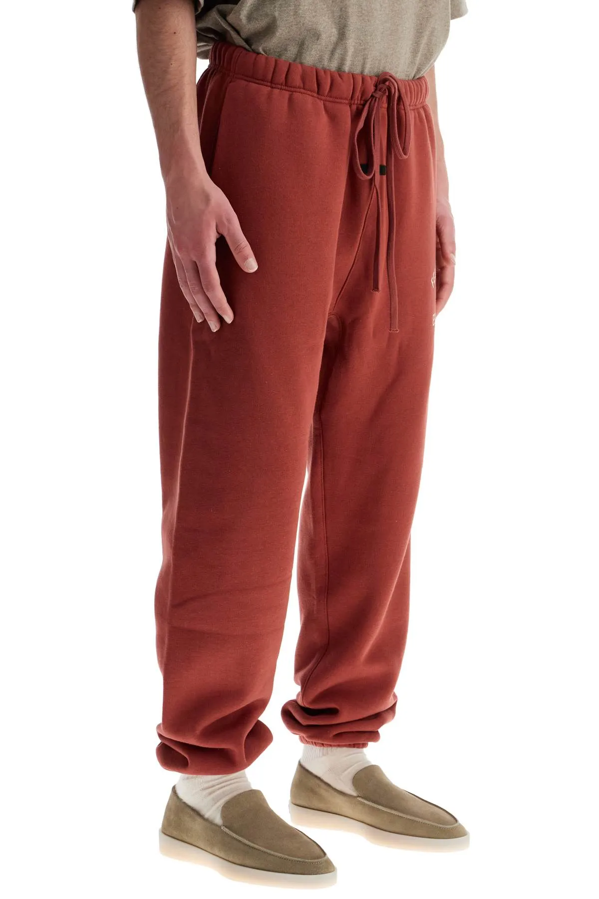 Fear Of God Essentials Loose Fit Sweatpants In Crimson Red Cotton