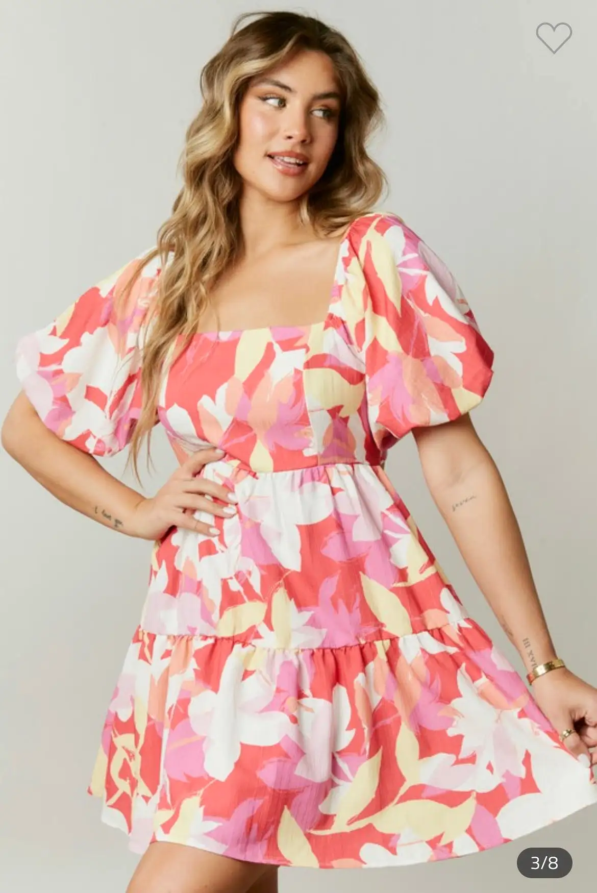 Floral Print Mini Dress - Red/Pink